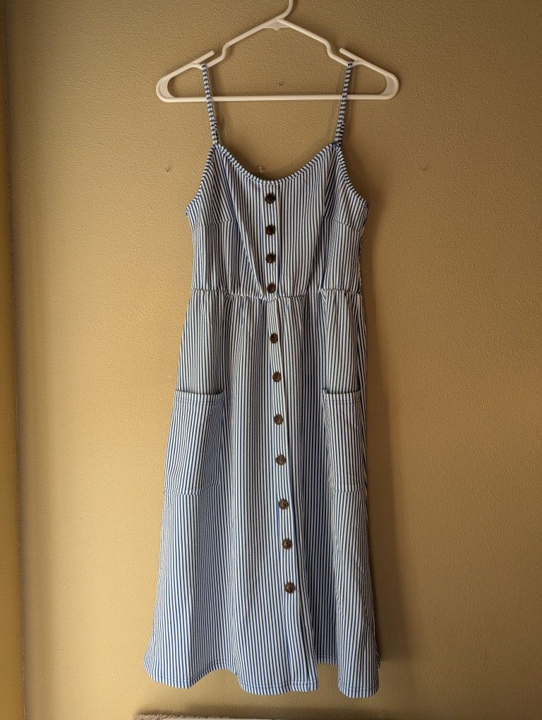 Blue And White Striped Summer Dress