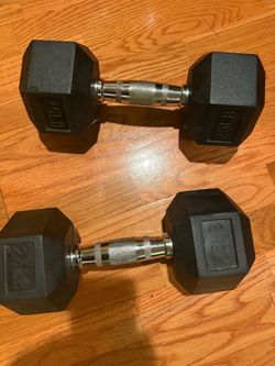 25 lb Rubber Hex Dumbbells Pair