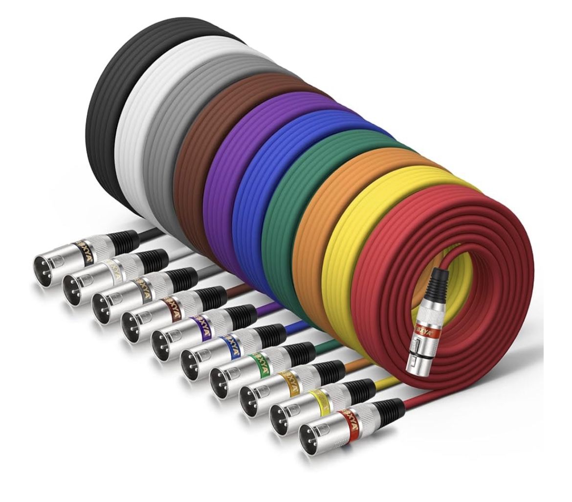 25 Feet Multicolored XLR Music Cables