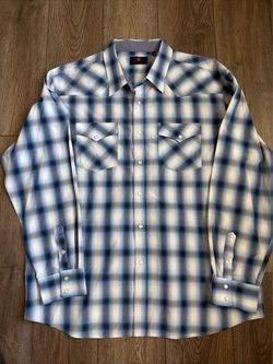 Men’s Vagnero Signature Button Up Western Shirt Sz 3X Blue EUC