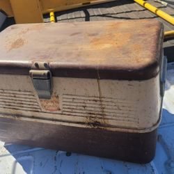 Vintage metal cooler, 1950's Little Brown Chest