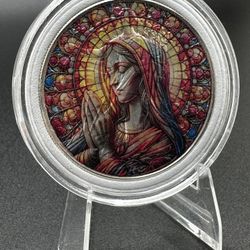 American silver eagle colorized Hail Mary Plata Pura Oz Ounce Coin round