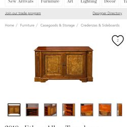 2010s Ethan Allen Townhouse Collection Maple & Burl Media Credenza