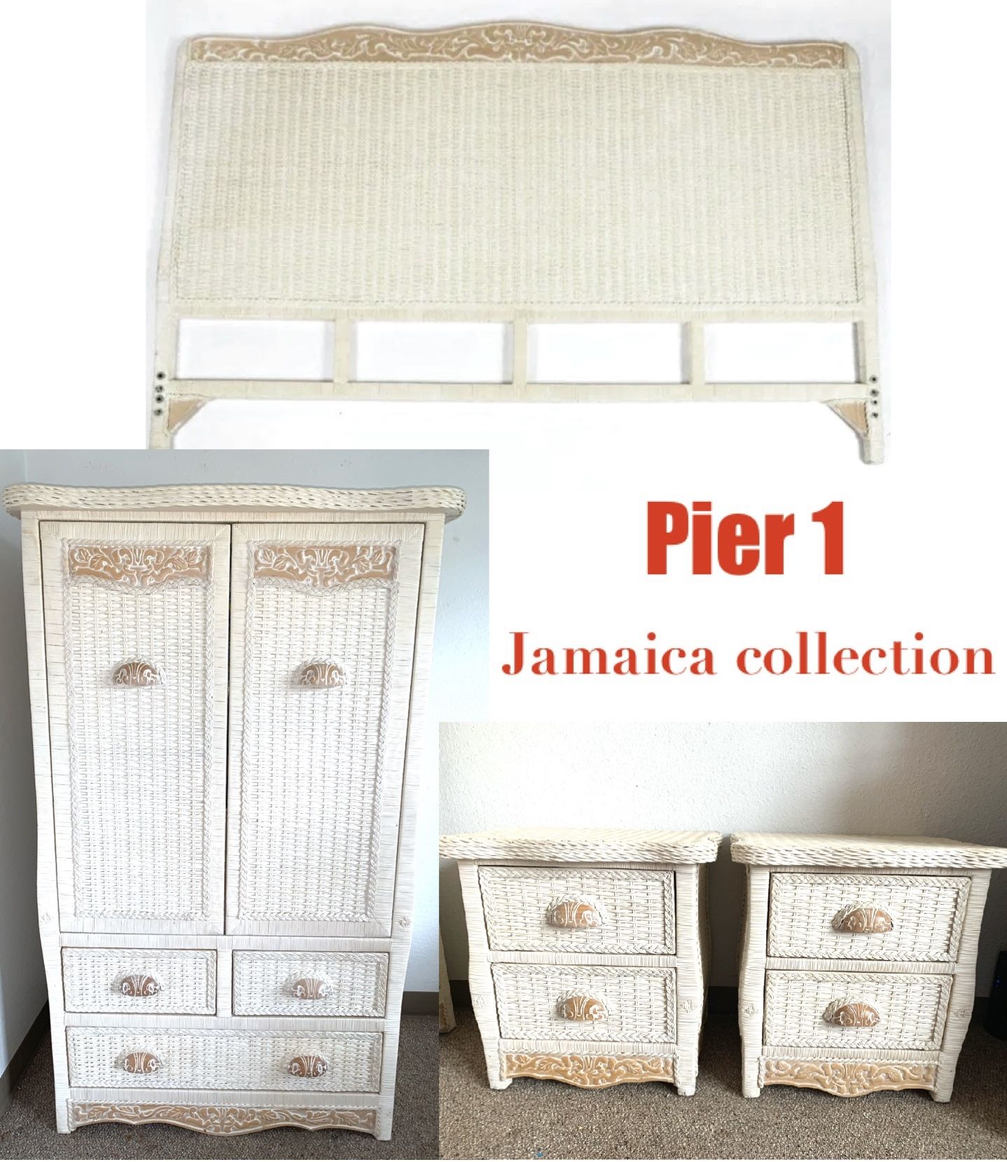 Pier 1 Imports Jamaica Collection Ivory Wicker Rattan