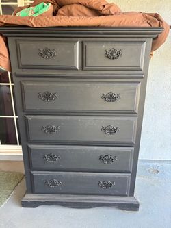 Dark Matte Black Tall Chest of Drawers