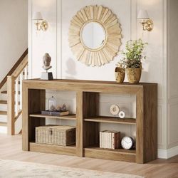 Farmhouse Console Table, Hallway Table for Entryway, Wood Console Behind Couch for Living Room, Hallway, Foyer, Oak