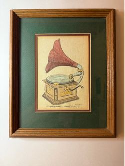 Original Dyckie Wallace Signed & Numbered (COA) Watercolor Gramophone