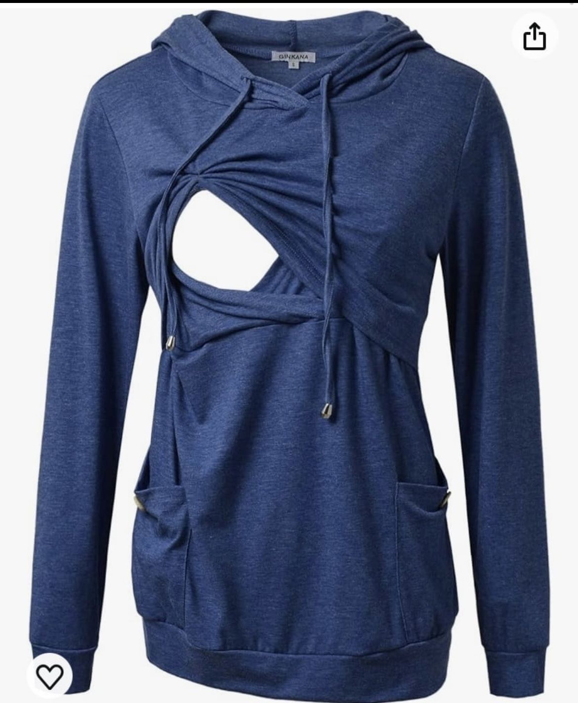 Blue Nursing Hoodie Top Sweatshirt Long Sleeve medium. (W)