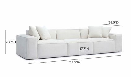 115" Performance Chenille Basketweave Modular Sofa