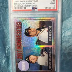 2017 D. Swanson/R. Ruiz Topps Heritage Chrome Refractor RC #383/568 #76 PSA 9