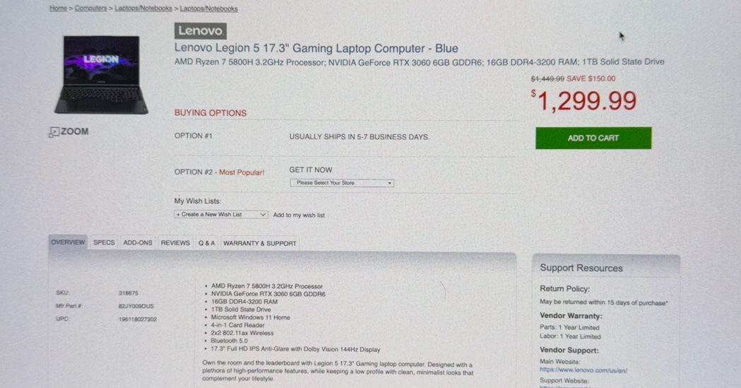 Lenovo legion 5 17.3”