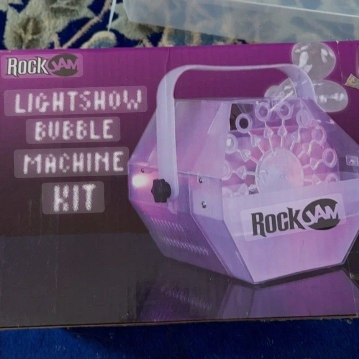 RockJam BB-AC-2 Lightshow Bubble Machine with Built-In LED Lights & 1 Liter of Bubble Liquid