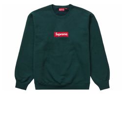 FW22 Supreme Box Logo Crewneck Dark Pine