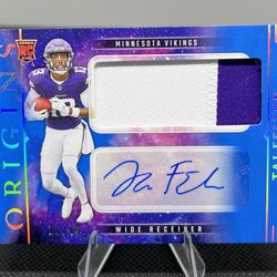 2025 Panini Origins Tai Felton RPA RJJ-TAF /49 Two Color Patch Auto Vikings RC