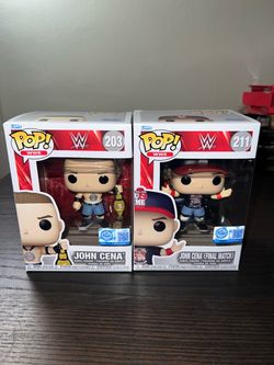 TWO EXCLUSIVE John Cena Funko Pops Final Match #211 & Spinner Championship Belt #203 WWE Wrestling