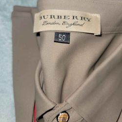 NEW) tan burberry men's long-sleeve dress shirt