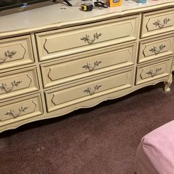 French provincial, chest of drawers and dresser with mirror