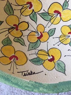 Signed wood decorative bowl