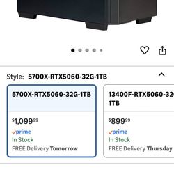 Gaming Desktop PC - AMD R7 5700X GeForce RTX 5060 8GB, 32GB DDR4 RAM,1TB NVMe SSD,ARGB Cooling, Prebuilt Gaming Computer