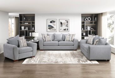 Gray Fabric Sofa Set with Accent Pillows Only $25 Down!!!