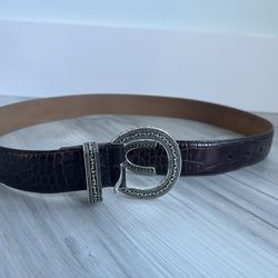 Brighton Black Croc Suede/Leather Women's Belt - Size ML/ 1 1/4" W