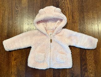 9 Month Baby Girl Pink Fuzzy Zip-Up Jacket