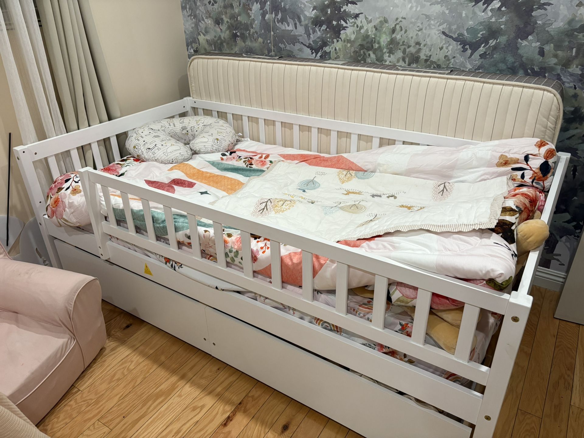 Kids Daybed Wood Bed With Two Drawers With Mattress