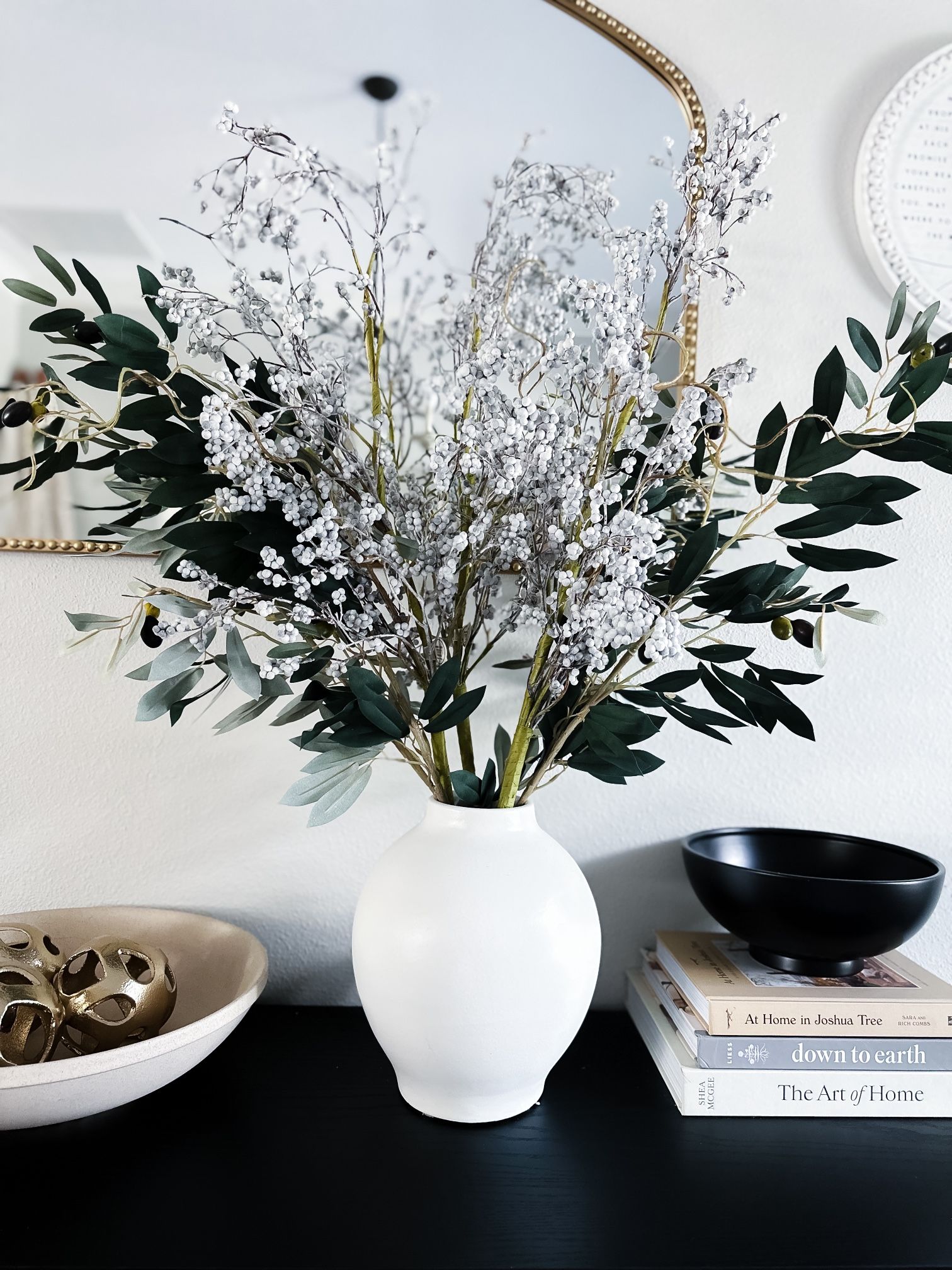 3 Artificial Juniper Winter Berry flocked Branch stems 34”