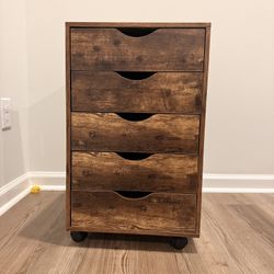 5-Drawer Rolling Wood Storage Cabinet – Great Condition