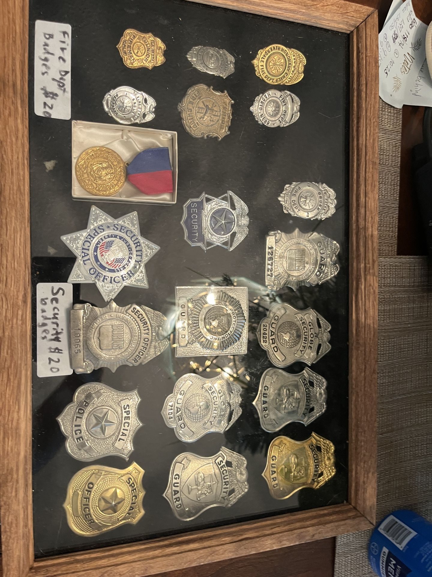 Genuine fireman and security badges