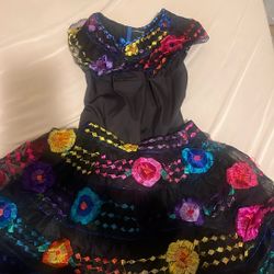 2 Piece Set Mexican Embroidered Dress