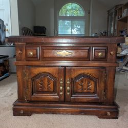 Vintage Stained Walnut Side Table - Real Wood
