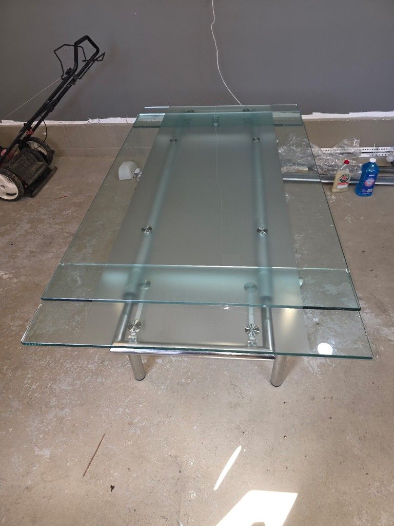 Italian Extendable Chrome & Glass table (70"×31") 1960's