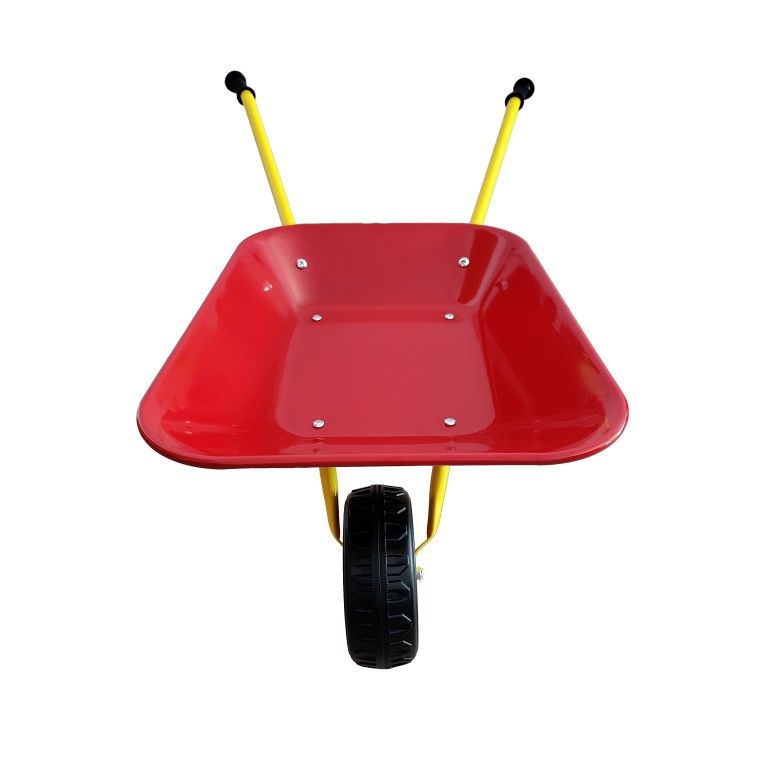 Children's metal wheelbarrow, Maximum load capacity: 33LBS,children's heavy wheelbarrow, metal structure wheelbarrow, steel tray, can be used in garde