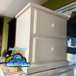 Two Drawer White Pinewood Dresser Chest Cajonera 