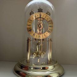 Vintage Glass Dome Pendulum Clock Made In Germany
