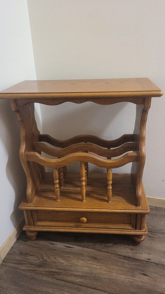 Wood Canterbury Style Magazine Rack Side Table