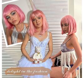 Pink Wigs Synthetic