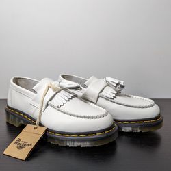 Dr.Martens Adrian Smooth - White (contact info removed)0 Leather Shoes Tassle Loafer Wmns Sz 8