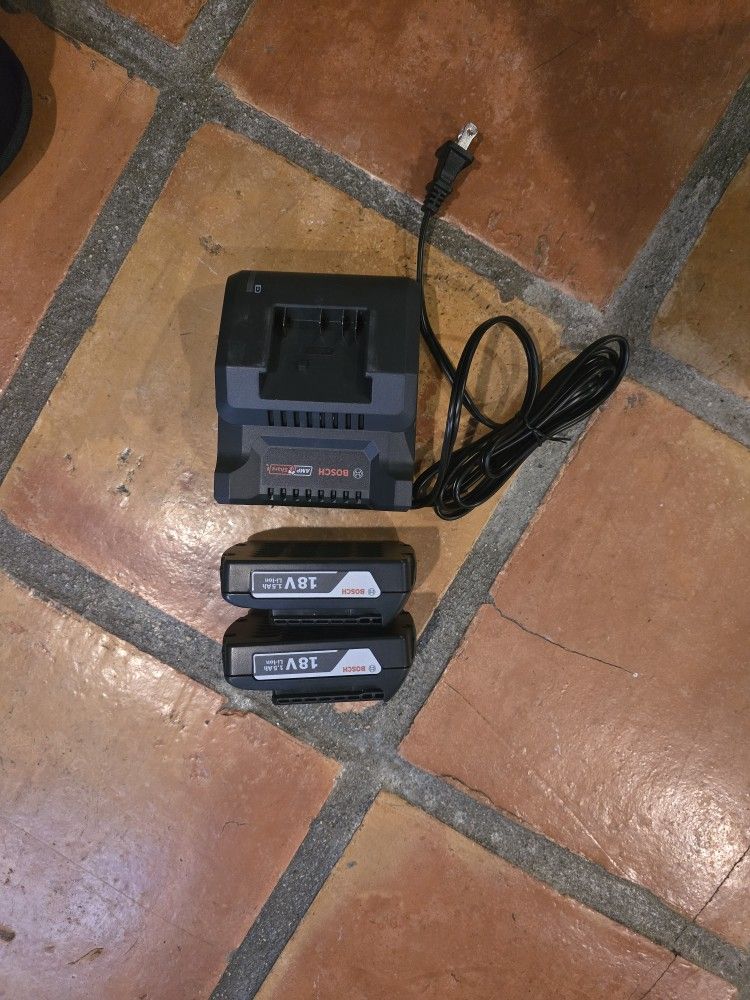 Bosch 1.5 Ah 2 Batteries And Charger 