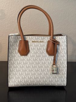 NEW Michael Kors Mercer Tan Gray Logo Convertible Crossbody Hand Bag Small NEW w/TAG