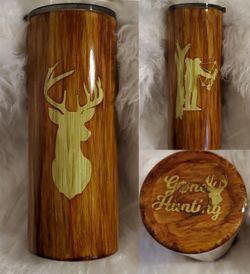 Deer Hunting Double Woodgrain Tumblers