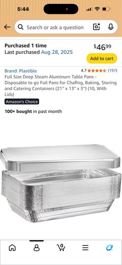 Full Size Deep Steam Aluminum Table Pans - Disposable to go Foil Pans for Chafing, Baking, Storing and Catering Containers (21” x 13” x 3”) ( 8 With L