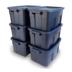 New - 6 Rubbermaid Roughneck 14gal. Totes with Lids