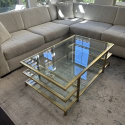 Williams Sonoma Brass & Glass Coffee Table 