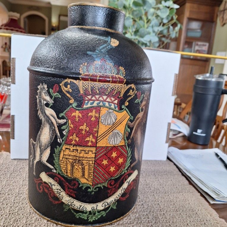 PAINTED TOLEWARE METAL CONTAINER