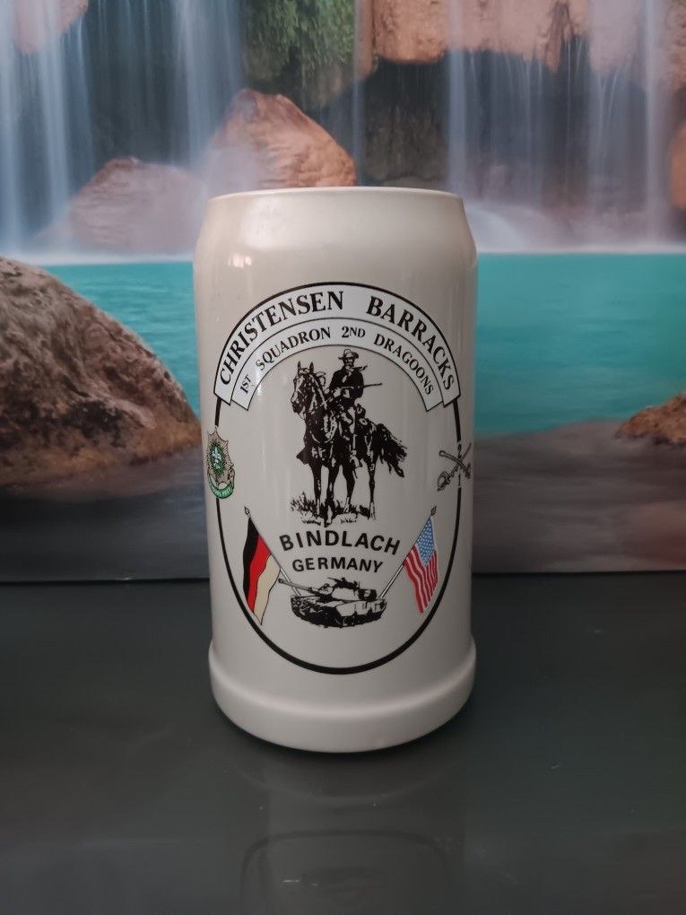 Christensen Barracks 1st Squadron 2nd Dragoons Bindlach Germany Porcelain Beer Stein Mug