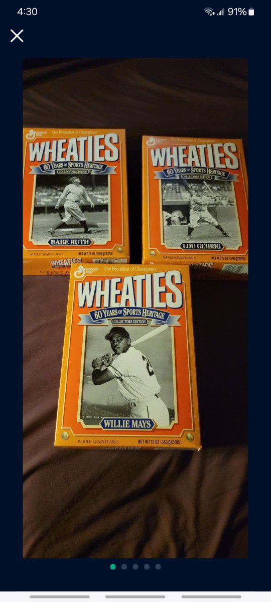 3 Baseball Wheaties Boxes