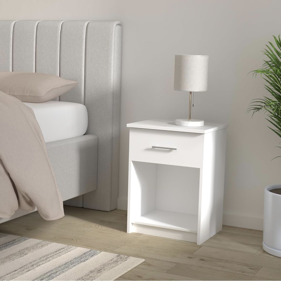 Furinno Tidur Nightstand, Solid White