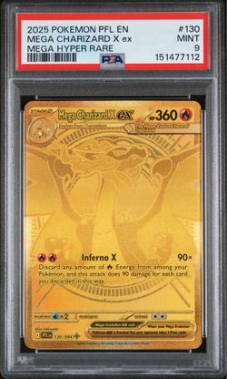 2025 Pokémon Phantasmal Flames * Mega Charizard X ex * #130/094 Mega Hyper Rare (Gold)